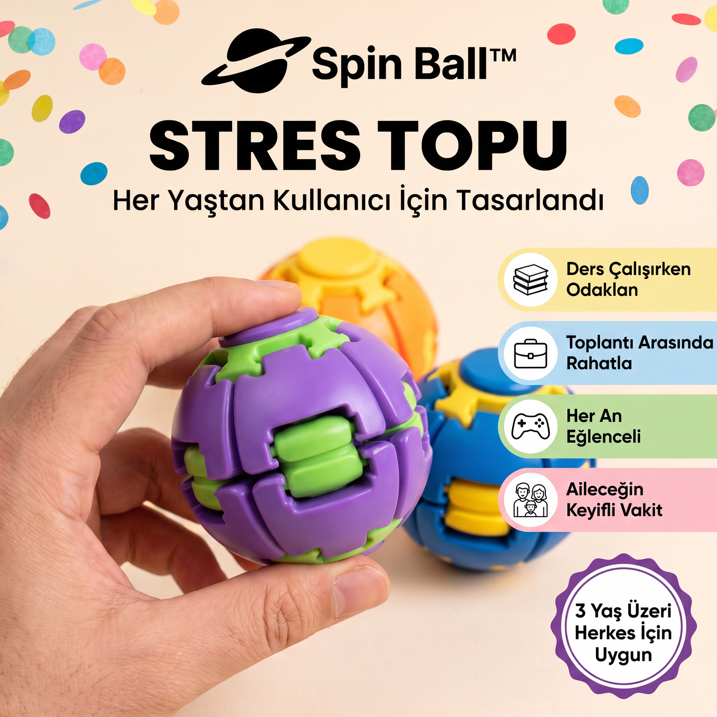 Spinball Stres Topu – Bas, Dönsün, Rahatla | Fidget Spinner Oyuncağı